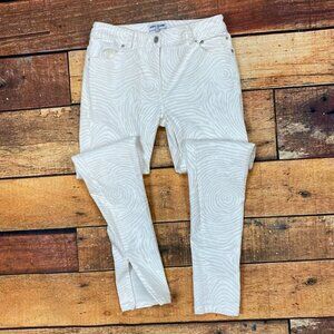 OC Opening Ceremony Skinny Jeans Size 2 Ankle Zip Zebra Ombre Bleached Tan White